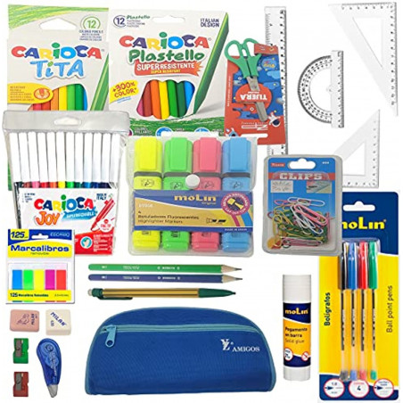 CASANTO SCHOOL Set Vuelta Al Cole Completo. Pack Ahorro. Incluye estuche y material escolar. Infantil, Primaria y Útiles Escolar